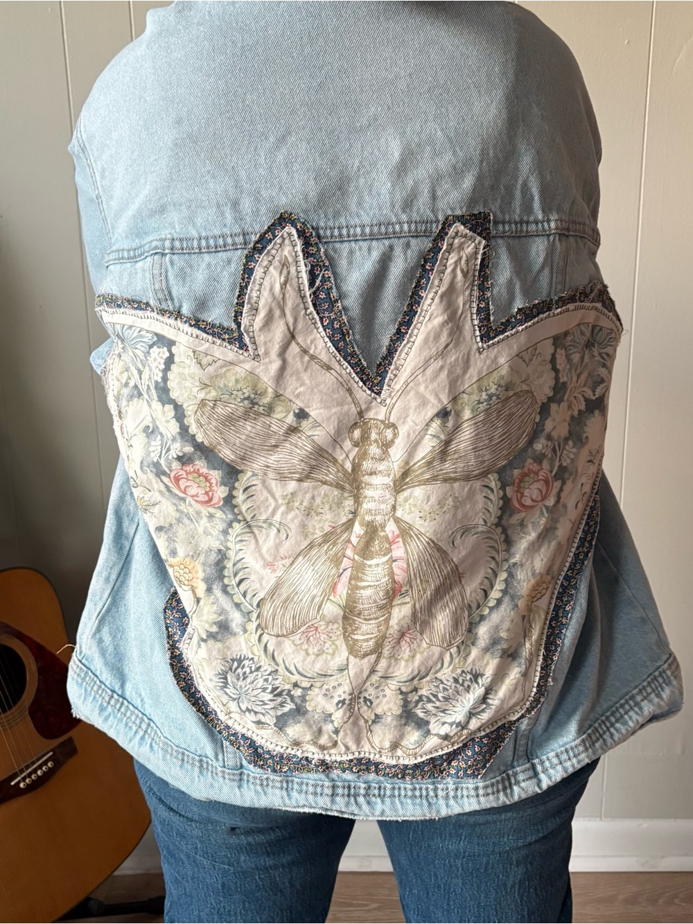 Universal Thread Upcycled Butterfly Patch Jean Jacket